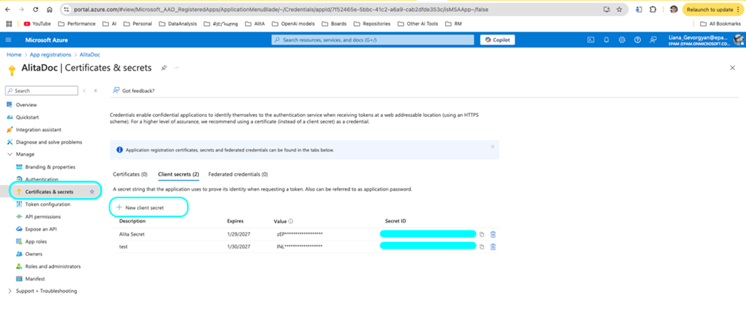 SharePoint-Certificates_Secrets_page